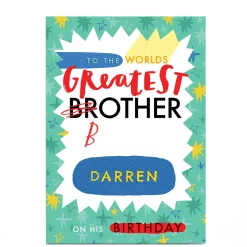 Outlet Personalised Jordan Wray Birthday Card - Brother For Brother|Funny