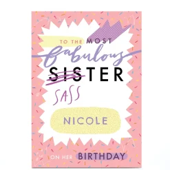 Card Factory Personalised Jordan Wray Birthday Card - Fabulous Sister
