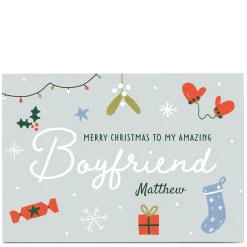 Best Personalised Juniper & Rose Christmas Card - Boyfriend Christmas
