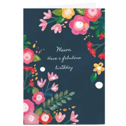 Card Factory Personalised Kerry Spurling Card - Navy Florals