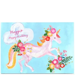 Kids Card Factory Personalised Kerry Spurling Card - Floral Unicorn