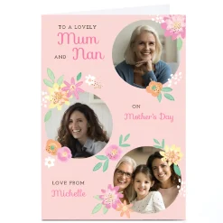 Best Personalised Kerry Spurling Mother's Day Photo Card - Pink and Floral Photo