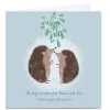 Card Factory Personalised Kerry Spurling Christmas Card - Blue Hedgehogs & Mistletoe