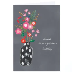 Card Factory Personalised Kerry Spurling Card - Vase Of Flowers [Any Message]