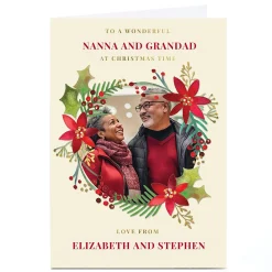 New Personalised Kerry Spurling Christmas Photo Card - Wonderful Christmas Wreath Frame Christmas|Photo