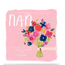 Personalised Kerry Spurling Birthday Card - Flowers Nan Birthday|For Her
