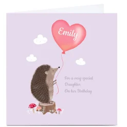 Card Factory Personalised Kerry Spurling Birthday Card - Hedgehog Balloon