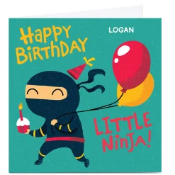 Personalised Kiddo Birthday Card - Little Ninja Kids For Nephew|For Grandson