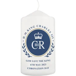 Card Factory Personalised King's Coronation Pillar Candle