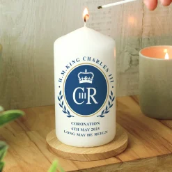 Card Factory Personalised King's Coronation Pillar Candle