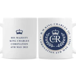 Card Factory Personalised King's Coronation Blue Crest Mug