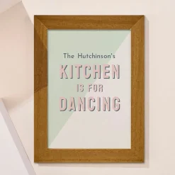 Card Factory Personalised Kitchen Is For Dancing Framed Wall Art - Family Name