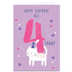 Outlet Personalised Klara Hawkins 4th Birthday Card - Cat Kids For Sister|For Niece