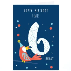 Online Personalised Klara Hawkins 6th Birthday Card - Blue Toucan Kids For Son|For Nephew
