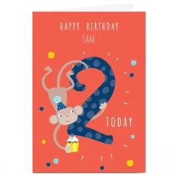 Kids Card Factory Personalised Klara Hawkins 2nd Birthday Card - Monkey