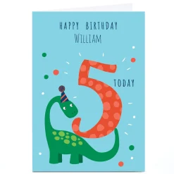 Clearance Personalised Klara Hawkins 5th Birthday Card - Dinosaur Kids For Son|For Nephew