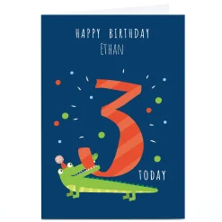Kids Card Factory Personalised Klara Hawkins 3rd Birthday Card - Crocodile
