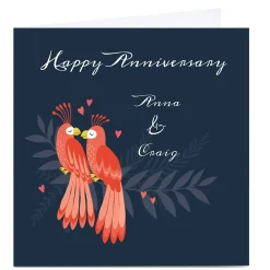 New Personalised Klara Hawkins Anniversary Card - Parrots Premium Square|Anniversary