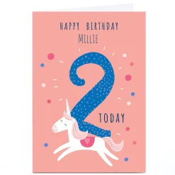Kids Card Factory Personalised Klara Hawkins 2nd Birthday Card - Unicorn
