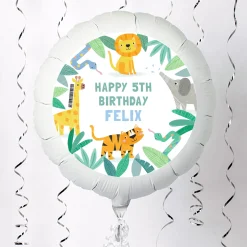 Online Personalised Large Helium Balloon - Jungle Animals Kids Balloons For Kids|Helium Balloons
