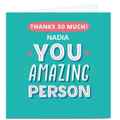 Card Factory Personalised Larger than Life Thank You Card - Amazing Person