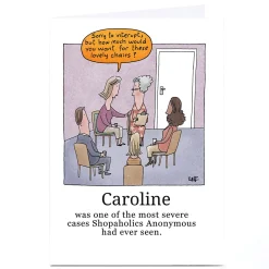 Online Personalised Lee Fearnley Card - Shopaholics Anonymous Congratulations|Anniversary