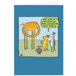 Online Personalised Lee Fearnley Card - Giraffe Party Piece Funny|Any Occasion