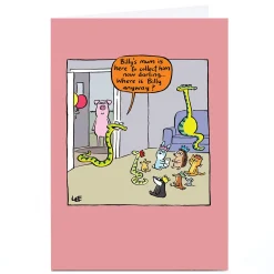 Card Factory Personalised Lee Fearnley Card - Snake Kids Party