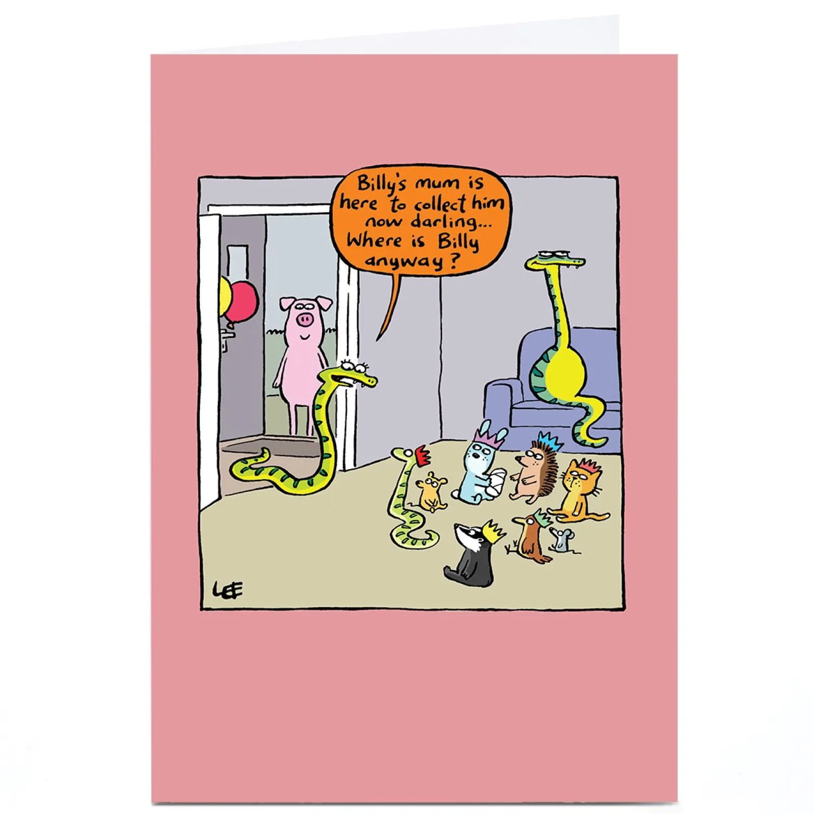 Card Factory Personalised Lee Fearnley Card - Snake Kids Party