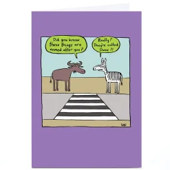 Card Factory Personalised Lee Fearnley Card - Zebra Crossing
