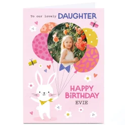Kids Card Factory Personalised Lemon & Sugar Birthday Card - Bunny Balloons, Lovely Daughter