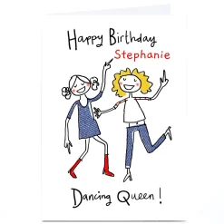Sale Personalised Lindsay Kirby Birthday Card - Dancing Queen Kids For Wife|For Sister