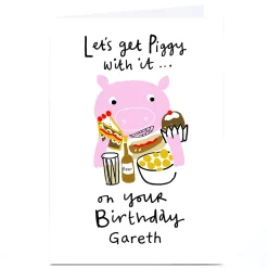 Kids Card Factory Personalised Lindsay Kirby Birthday Card - Let's Get Piggy With It