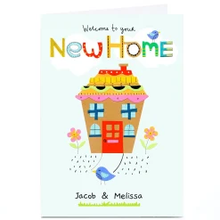 Personalised Lindsay Loves To Draw New Home Card - House and Bird New Home