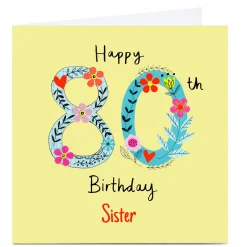 Card Factory Personalised Lindsay Loves To Draw 80th Birthday Card, Sister