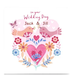 Sale Personalised Lindsay Loves To Draw Wedding Card - Hearts Premium Square|Wedding