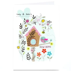 Clearance Personalised Lindsay Loves To Draw New Home Card - Bird House New Home
