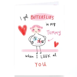 Personalised Lindsay Loves To Draw Card - I Get Butterflies BOY For Husband|For Boyfriend