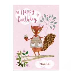 Kids Card Factory Personalised Lindsay Loves To Draw Birthday Card - Squirrel