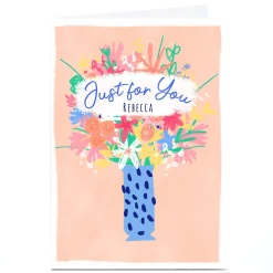 New Personalised Little Mono Card - Just For You Flowers For Sister|For Friend