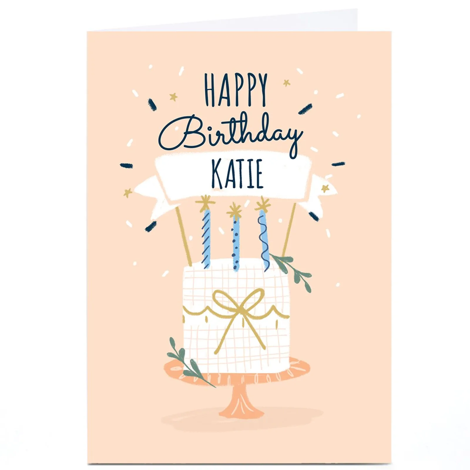 Personalised Little Mono Birthday Card - Peach Cake Birthday|For Him