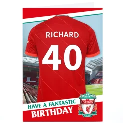 Discount Personalised Liverpool FC Shirt Birthday Card, Editable Age & Recipient Kids For Son|For Nephew