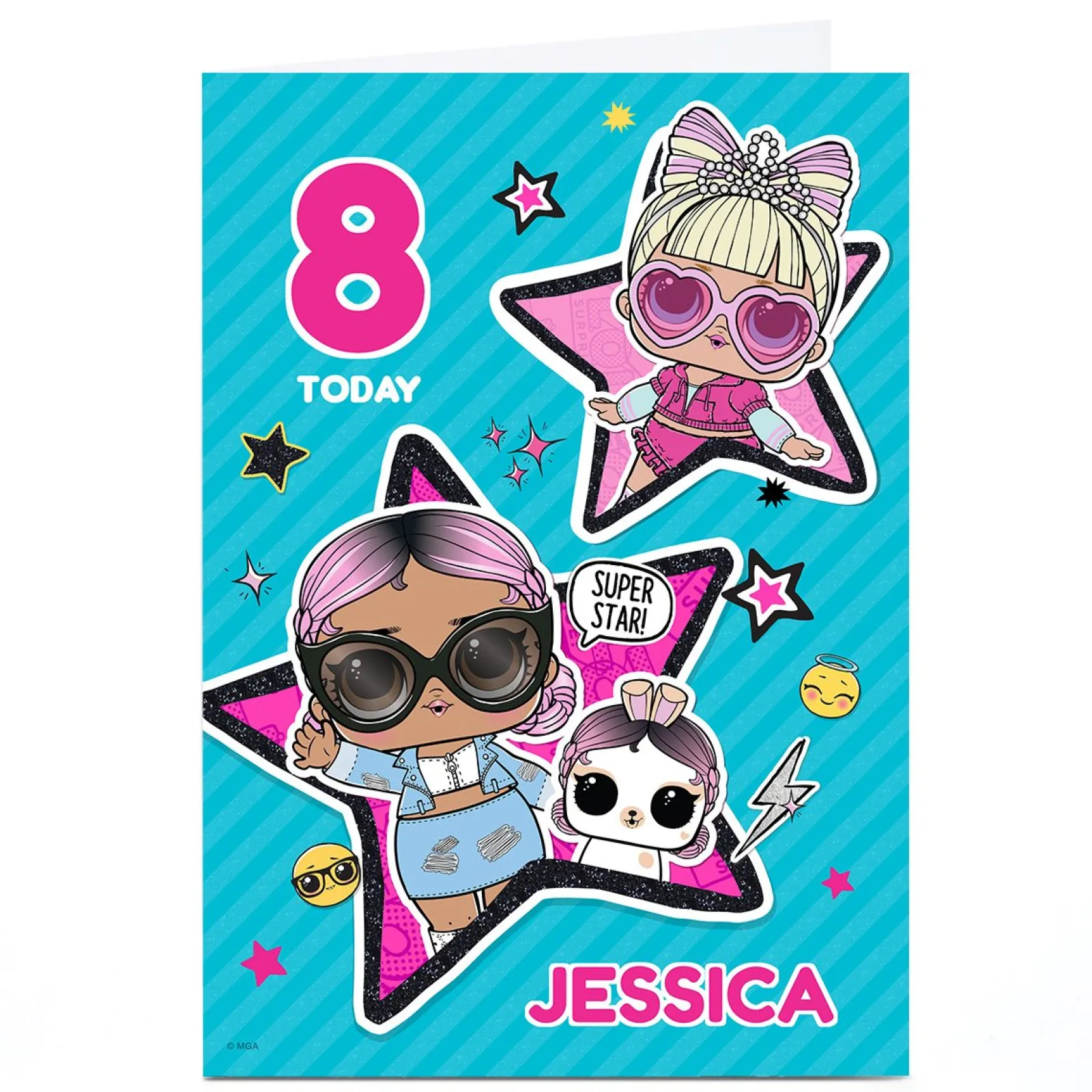 Kids Card Factory Personalised L.O.L. Surprise! Birthday Card - Super Star!, Editable Age