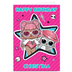 New Personalised L.O.L. Surprise! Birthday Card - Blue & Pink Kids For Sister|For Niece