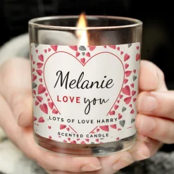 Clearance Personalised Love Heart Scented Jar Candle Scented Candles|Gifts For Couples