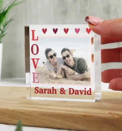 Personalised LOVE Photo Upload Crystal Token Photo Gifts|Jewellery & Keepsakes