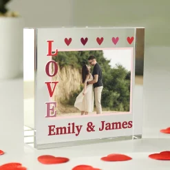 Personalised LOVE Photo Upload Crystal Token Photo Gifts|Jewellery & Keepsakes