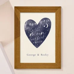 Card Factory Personalised Love You To The Moon And Back Heart Framed Print
