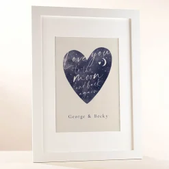Card Factory Personalised Love You To The Moon And Back Heart Framed Print
