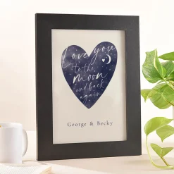 Card Factory Personalised Love You To The Moon And Back Heart Framed Print